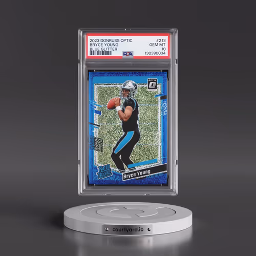 2023 Panini Donruss Optic #213 Bryce Young - Blue Glitter (PSA 10 GEM MINT)