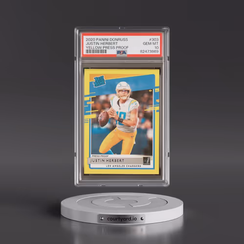 2020 Panini Donruss #303 Justin Herbert - Yellow Press Proof (PSA 10 GEM MINT)