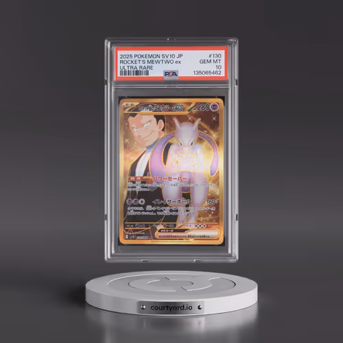 2025 Pokémon SV10-Glory of Team Rocket #130 Team Rocket's Mewtwo EX - Holo Ultra Rare (PSA 10 GEM MI