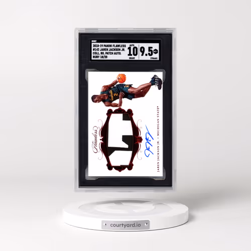 2018 Panini Flawless Collegiate #142 Jaren Jackson Jr. - Rookie Patch Auto. Ruby (SGC 9.5 MINT+)