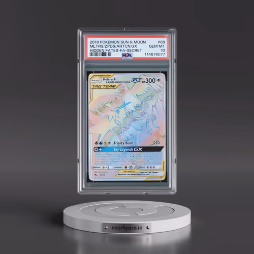 2019 Pokémon Sun & Moon Hidden Fates #69 Moltres & Zapdos & Articuno GX - Holo Full Art Secret (PSA