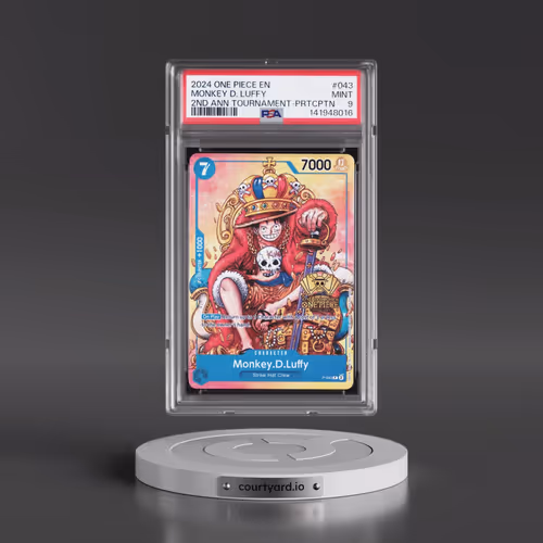 2024 One Piece Promos #043 Monkey D. Luffy - 2nd Anniversary Tournament-Participation (PSA 9 MINT)