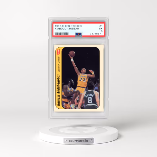 1986 Fleer Sticker #1 Kareem Abdul - Jabbar (PSA 5 EX)
