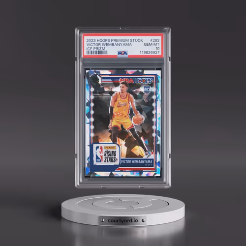 2023 Panini Hoops Premium Stock #282 Victor Wembanyama - Ice Prizm (PSA 10 GEM MINT)