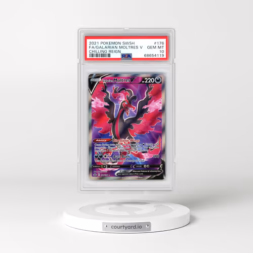 2021 Pokémon Sword & Shield Chilling Reign #176 Galarian Moltres V - Holo Full Art (PSA 10 GEM MINT)