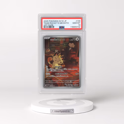 2025 Pokémon SV10-Glory of Team Rocket #109 Team Rocket's Meowth - Art Rare (PSA 10 GEM MINT)