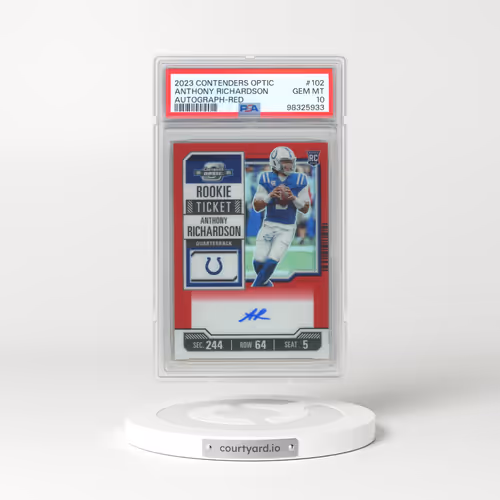 2023 Panini Contenders Optic #102 Anthony Richardson - Autograph-Red (PSA 10 GEM MINT)