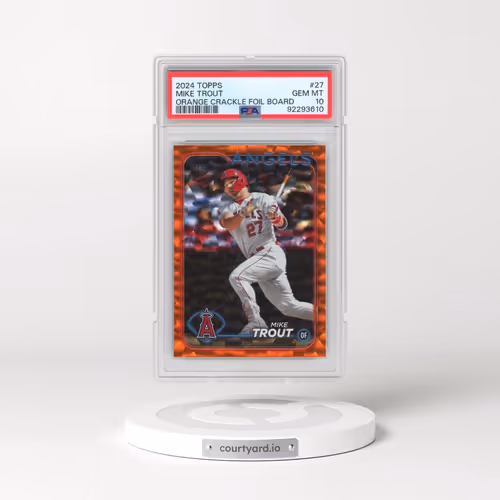 2024 Topps #27 Mike Trout - Orange Crackle Foil Board (PSA 10 GEM MINT)
