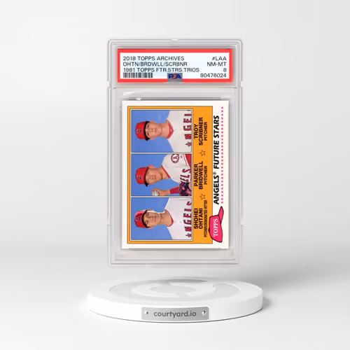 2018 Topps Archives 1981 Topps Future Stars Trios #LAA Parker Bridwell/Shohei Ohtani/Troy Scribner (PSA 8 NM-MT)