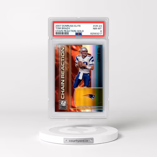 2007 Donruss Elite Chain Reaction #CR-23 Tom Brady - Gold (PSA 8 NM-MT)