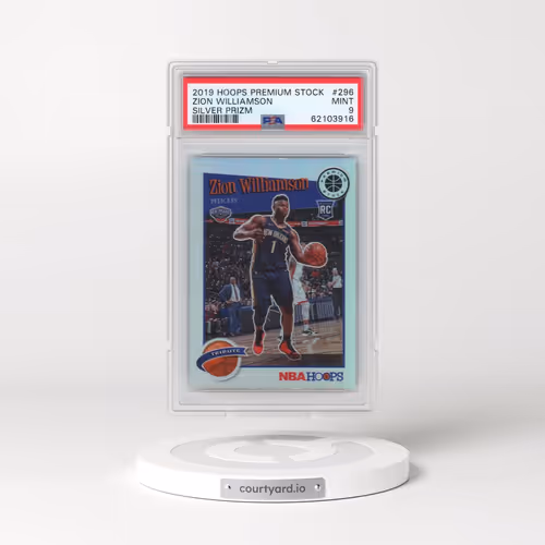 2019 Panini Hoops Premium Stock #296 Zion Williamson - Silver Prizm (PSA 9 MINT)