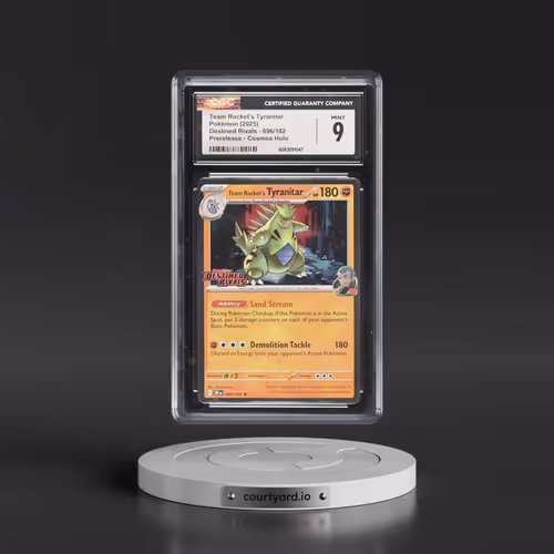 2025 Destined Rivals - DRI EN #096/182 Team Rocket's Tyranitar - Prerelease Cosmos Holo (CGC 9 MINT)