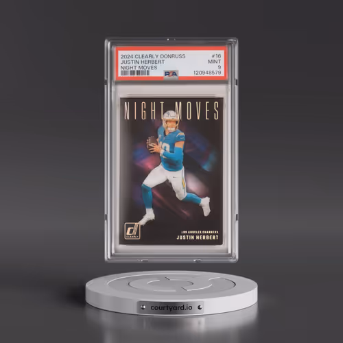2024 Panini Clearly Donruss Night Moves #16 Justin Herbert (PSA 9 MINT)