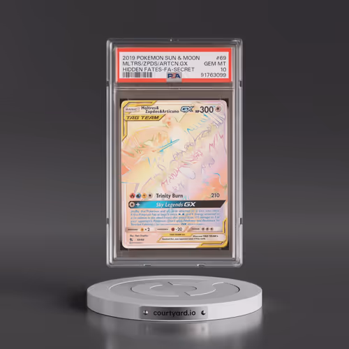 2019 Pokémon Sun & Moon Hidden Fates #69 Moltres & Zapdos & Articuno GX - Holo Full Art Secret (PSA