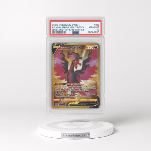 2022 Pokémon Sword & Shield Brilliant Stars #183 Galarian Moltres V - Holo Full Art Secret (PSA 10 GEM MINT)