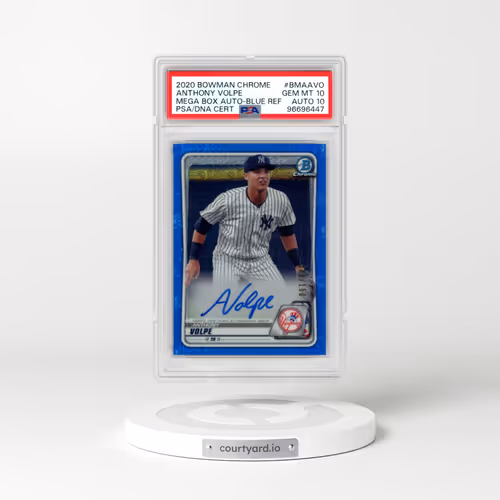 2020 Bowman Chrome Mega Box Autographs #BMAAVO Anthony Volpe - Blue Refractor (PSA 10 GEM MINT)