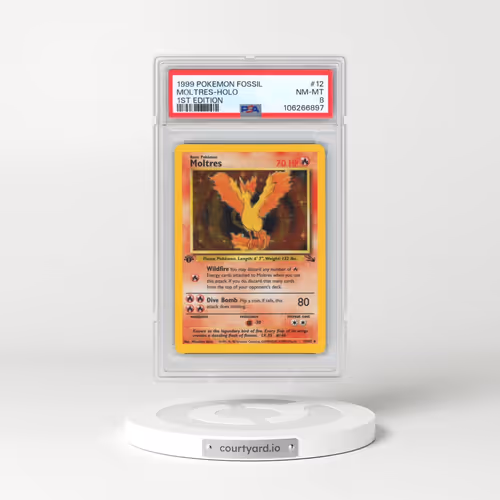 1999 Pokémon Fossil #12 Moltres - 1st Edition Holo (PSA 8 NM-MT)