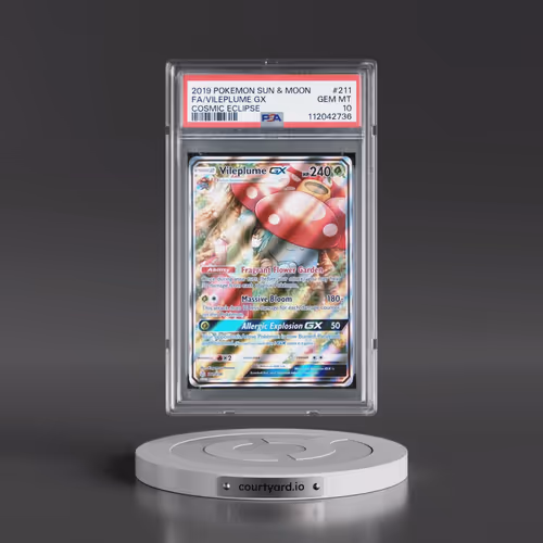 2019 Pokémon Sun & Moon Cosmic Eclipse #211 Vileplume GX - Holo Full Art (PSA 10 GEM MINT)