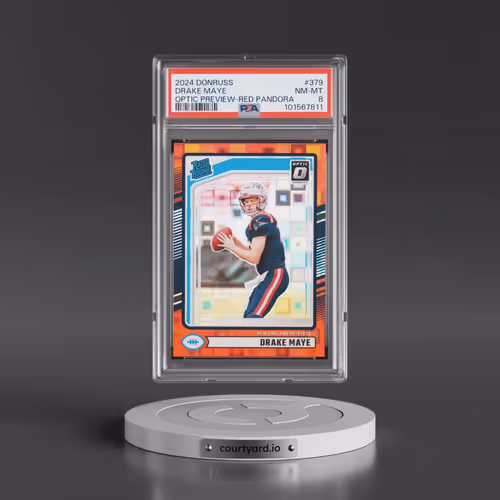 2024 Panini Donruss #379 Drake Maye - Optic Preview-Red Pandora (PSA 8 NM-MT)
