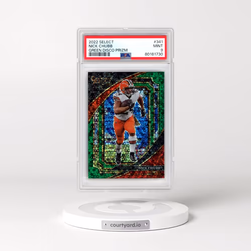 2022 Panini Select #341 Nick Chubb - Green Disco Prizm (PSA 9 MINT)