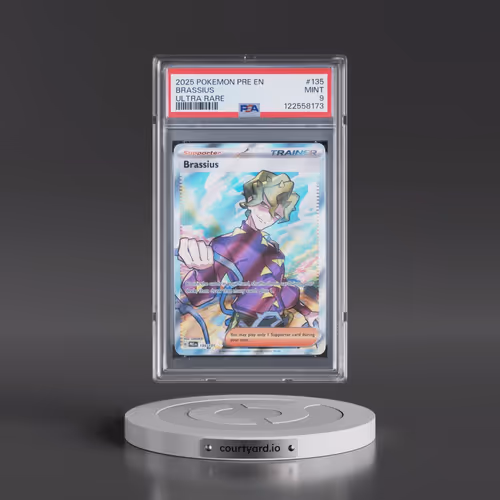 2025 Pokémon Pre EN-Prismatic Evolutions #135 Brassius - Ultra Rare (PSA 9 MINT)