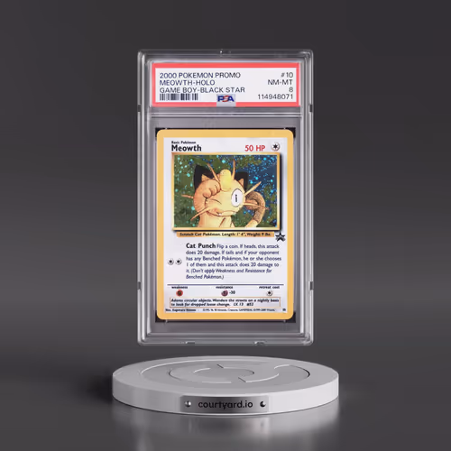 2000 Pokémon Promo Black Star #10 Meowth - Holo Game Boy (PSA 8 NM-MT)