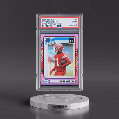 2024 Panini Donruss #398 Xavier Worthy - Optic Preview-Pink (PSA 9 MINT)