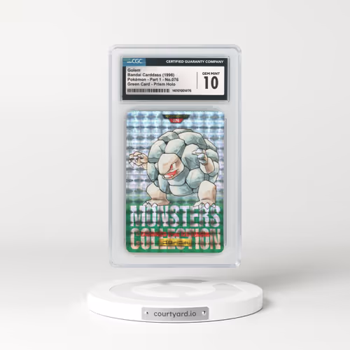 1996 Japanese Bandai Carddass #76 Golem - Full Art Holo Green Card (CGC 10 GEM MINT)