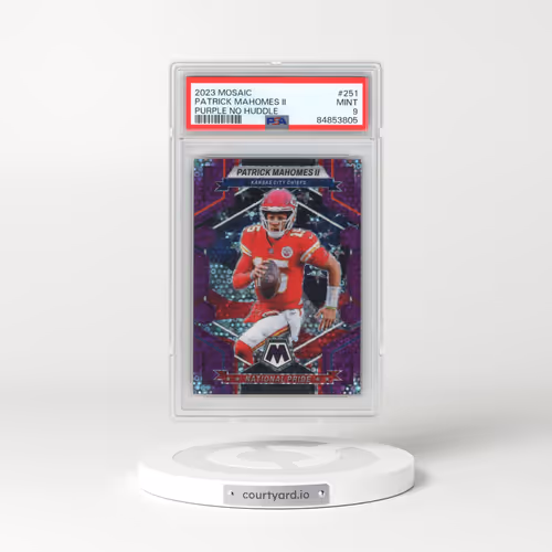 2023 Panini Mosaic #251 Patrick Mahomes II - Purple No Huddle (PSA 9 MINT)