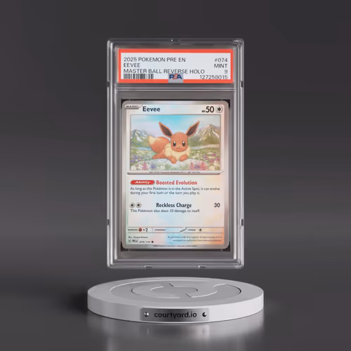 2025 Pokémon Pre EN-Prismatic Evolutions #074 Eevee - Reverse Holo Master Ball (PSA 9 MINT)