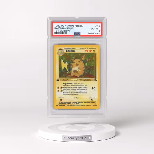 1999 Pokémon Fossil #14 Raichu - 1st Edition Holo (PSA 6 EX-MT)