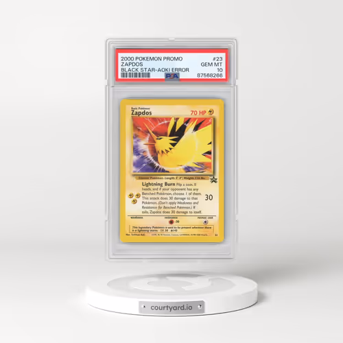 2000 Pokémon Promo Black Star #23 Zapdos - Toshinao Aoki Error (PSA 10 GEM MINT)