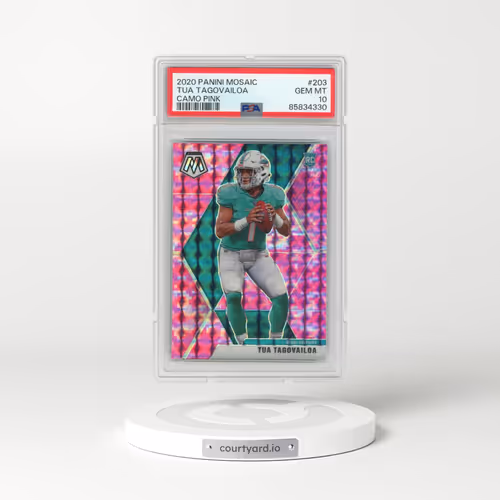 2020 Panini Mosaic #203 Tua Tagovailoa - Camo Pink (PSA 10 GEM MINT)