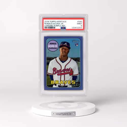 2018 Topps Heritage #580 Ronald Acuna Jr. - Chrome-Purple Refractor (PSA 9 MINT)