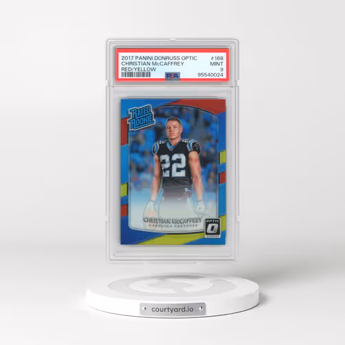 2017 Panini Donruss Optic #168 Christian McCaffrey - Red/Yellow (PSA 9 MINT)