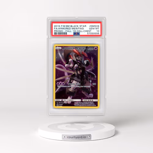 2019 Pokémon SM Black Star Promo #SM228 Armored Mewtwo - Full Art Fall 2019 Collector Chest (PSA 10 GEM MINT)