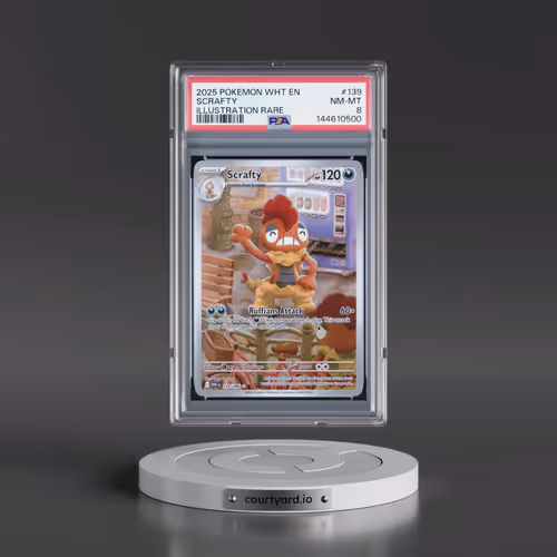 2025 Pokémon Wht EN-White Flare #139 Scrafty - Illustration Rare (PSA 8 NM-MT)