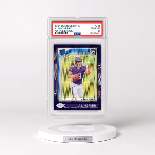 2024 Panini Donruss Optic #235 JJ McCarthy - Purple Shock (PSA 10 GEM MINT)