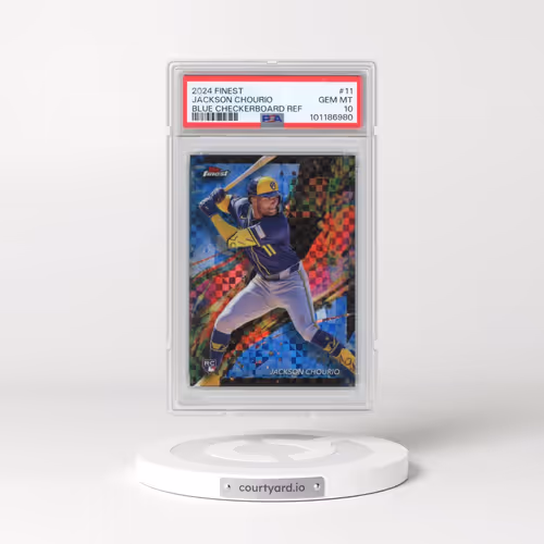 2024 Topps Finest #11 Jackson Chourio - Blue Checkerboard Refractor (PSA 10 GEM MINT)