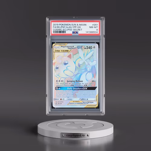 2019 Pokémon Sun & Moon Cosmic Eclipse #261 Mega-Lopunny & Jigglypuff GX - Holo Full Art Secret (PSA