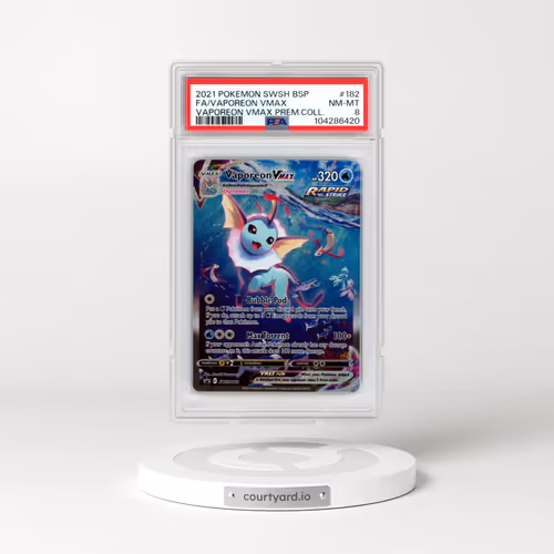 2021 Pokémon Swsh Black Star Promo #182 Vaporeon Vmax - Full Art Vaporeon Vmax Premium Collection (PSA 8 NM-MT)