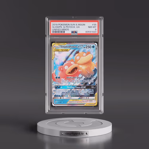 2019 Pokémon Sun & Moon Unified Minds #35 Slowpoke & Psyduck GX - Holo (PSA 8 NM-MT)