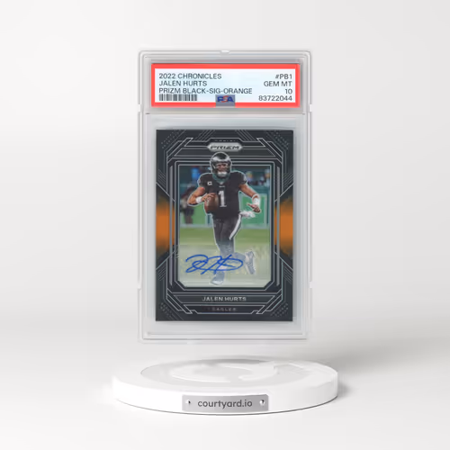 2022 Panini Chronicles Prizm Black #PB1 Jalen Hurts - Signature-Orange (PSA 10 GEM MINT)
