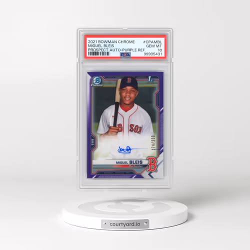 2021 Bowman Chrome Prospect Autographs #CPAMBL Miguel Bleis - Purple Refractor (PSA 10 GEM MINT)