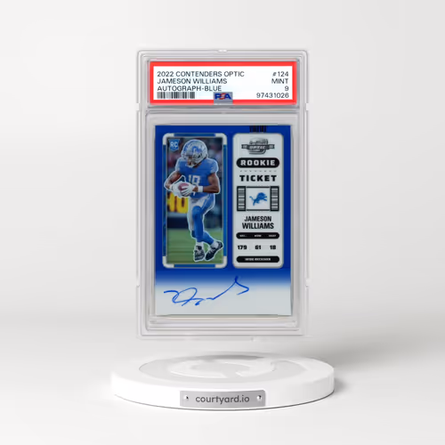 2022 Panini Contenders Optic #124 Jameson Williams - Autograph-Blue (PSA 9 MINT)