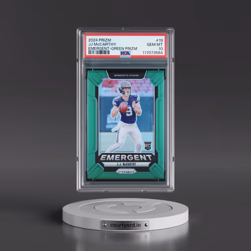 2024 Panini Prizm Emergent #19 JJ McCarthy - Green Prizm (PSA 10 GEM MINT)