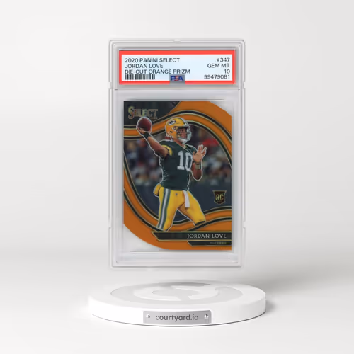 2020 Panini Select #347 Jordan Love - Die-Cut Orange Prizm (PSA 10 GEM MINT)