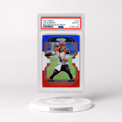 2021 Panini Prizm #273 Joe Burrow - Red/White/Blue Prizm (PSA 8 NM-MT)