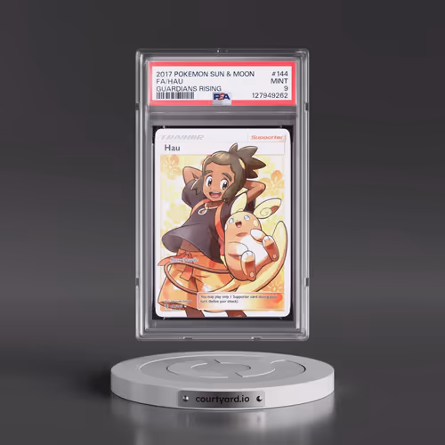 2017 Pokémon Sun & Moon Guardians Rising #144 Hau - Full Art (PSA 9 MINT)