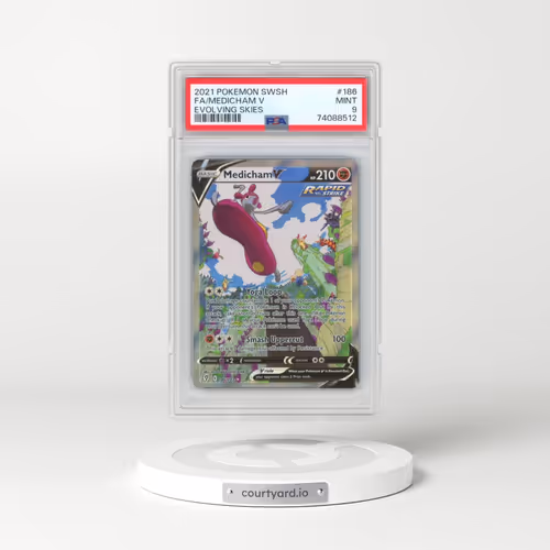 2021 Pokémon Sword & Shield Evolving Skies #186 Medicham V - Holo Full Art (PSA 9 MINT)